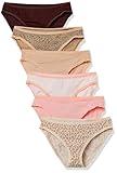 Amazon Essentials Women's Cotton Bikini Brief Underwear (Available in Plus Size), Pack of 6, Animal Print/Leopard/Multicolor/Stripe, Large