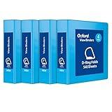 Oxford 3 Ring Binders, Binders for School and Office, Durable 2 inch D Rings, Holds 540 Sheets, ClearVue Presentation Binder, Blue, 4PK