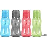 MILTON 4 pack 6 oz Kids Water Bottle for School Leak Free Flip Lid- Portable Small Sports Water Bottle for Adults Carry Strap Party Favors for Kids Treats Prizes Gifts Goodie Bag Stuffers Bulk Pack
