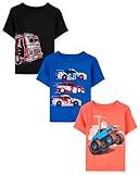 The Children's Place,Baby-Boys,and Toddler Vehicle Short Sleeve Graphic T-Shirts,multipacks,Firetruck/Racecars/Monster Truck 3-Pack,3T