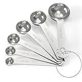 TILUCK Stainless Steel Measuring Spoons Set,Coffee Scoop Spoon,Kitchen Gadgets for Cooking & Baking,Set of 6