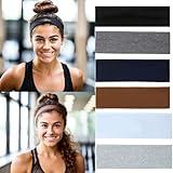 6PCS Headbands for Women Non Slip - Fashion Elastic Sports Hair Bands for Women’s Hair - Soft Cotton Cloth Stretchy Headbands for Girls for Yoga Workout Exercise Running Sports