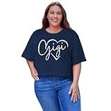 IFQ Womens Plus Size Nana Shirts Gigi Heart Print T-Shirt Most-Loved Nana Tshirt Bless Grandma Tee Blue