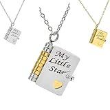 My Little Star Book Necklace,My Incredible Daughter Book Necklace for Daughter,Openable with 6 Pages of Engraved Information,Birthday Day Gift Graduation Jewelry of Love (Mix)