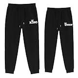 Couple Sweatpants for Him and Her King Queen Matching Couple Sweatpants Couple Outfit for Men & Women 1 PC (BK-Queen, 190)