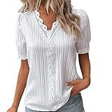 Amazon+Deals+Today, Recent Orders White Linen Shirt Womens Evening Elegant Tops Classy Party Dressy Casual Oversized Tshirts for Women Puff Sleeve Blouse Hollow V Neck Tunic