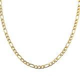 HZMAN Men Women 24k Real Gold Plated Figaro Chain Stainless Steel Necklace, Wide 3mm 5mm 7mm 9mm