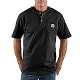Carhartt Men's Workwear Pocket Short Sleeve Henley Original Fit K84,Black,Large