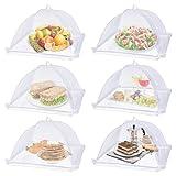 Lauon Large Food Cover,6 Pack Mesh Food Tent,17"x17",White Nylon Covers,Pop-Up Umbrella Screen Tents,Patio Net for Outdoor Camping, Picnics, Parties,BBQ,Collapsible and Reusable