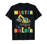 Funny Family Master Builder Building Bricks Blocks Kids Boys T-Shirt