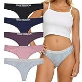 True Religion Cotton Thongs for Women Sexy, 5 Pack Womens Thong Underwear