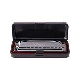 Harmonica 10 Holes 20 Tunes Mouth Organ Blues Deluxe Harmonica, Key of C for Beginner, Adults, Kids Gift, Black