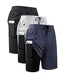 JWJ 3 Pack Mens 2 in 1 Running Shorts Quick Dry Gym Athletic Workout Shorts with Compression Liner,Black Light Navy XL
