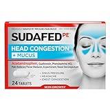 Sudafed PE Head Congestion + Mucus Relief Tablets for Sinus Pressure, Congestion, & Headache, Non-Drowsy Decongestant with Acetaminophen, Guaifenesin & Phenylephrine HCI, 24 ct