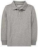 The Children's Place boys Single Long Sleeve Pique Polo, Smoke, Small