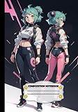 COMPOSITION NOTEBOOK: Anime Lovers' Neon Sketchbook Lined Notebook with Futuristic Flair