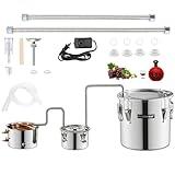 DESENNIE Distilling Kit Shine Still Home Brewing Distillery Kit 5 Gallon with Stainless Pot and Thumper Water Pump Copper Coil for Wine Making DIY Whisky Brandy Vodka