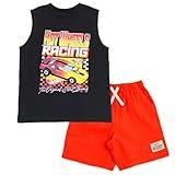 Hot Wheels Toddler Boys Tank Top and Shorts Outfit Set Black/Red 4T