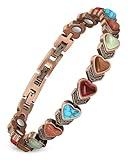Feraco Copper Bracelet for Women-Pure Copper Magnetic Therapy Bracelets,Heart-shaped Natural Turquoise Gem Magnetic Bracelets,Upgraded Version-3800 Gauss Effective Magnet-Bangle Gifts for Women