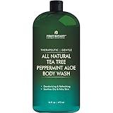First Botany, ALL Natural Body Wash - Fights Body Odor, Athleteâ€™s Foot, Jock Itch, Nail Issues, Dandruff, Acne, Eczema, Shower Gel for Women & Men, Skin Cleanser -16 fl oz (Tea Tree Mint)