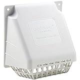 Deflecto Wide Mouth Dryer Vent Hood with Removable Bird Guard, Damper, Weather-Resistant, 4 Inches Hood, White (HR4W)