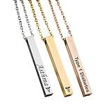 MIA·MIA Medical Alert Necklace for Women, Custom Stainless Steel Laser Engraved ID Emergency Awareness Prescription Jewelry for Diabetes, Allergy, Epilepsy & Medic Conditions (4-sided bar)