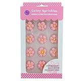 Sentovac 12 Pcs Pink Flowers Icing Decoration Edible Candy Dessert Valentine Sprinkles DIY For Cookie Cake Cupcake Topper Icing Frosting Decoration Supplies