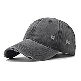 Classic Vintage Distressed Baseball Cap, Washed Cotton, Adjustable Fit, Black, Nostalgic Style