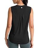 SANTINY Women's Sleeveless Workout Tops Breathable Lightweight Active Tennis Yoga Shirts Athletic Running Tank Tops for Women (Black_M)