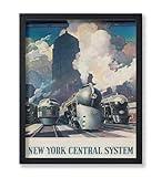 Poster Master Vintage Travel Poster - Retro New York Print - Central Railroad Art - Train Art - Gift for Him, Her, New Yorkers, Travel Lover - Decor for Bedroom, Living Room - 8x10 UNFRAMED Wall Art