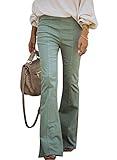 Sidefeel Women's Bell Bottoms Jeans Flared Elastic Waist Wide Legs Denim Pants Green Size 10