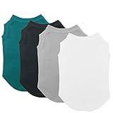 Chol&Vivi Plain Dog Shirt, 4pcs Blank Cotton Shirts Fit for Extra Small to Extra Large Size Dogs, Sleeveless Apparel Soft and Lightweight, Tank Top for All Breeds, Black/Grey/White/Dark Green, Large