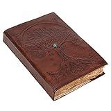 Leather Journal Refillable Lined Deckle Paper Tree of Life Handmade writing Notebook Diary Leather Bound Daily Notepad for women and men Writing pad Gift for Artist Sketch