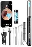 Ear Wax Removal Tool Camera, Ear Cleaner with Camera, Ear Scope, Earwax Removal Kit with Otoscope, Ear Canel Cleaning 6 LED Lights 12 Ear Pickers, 1296P HD Black