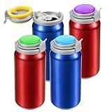 Silicone Soda Can Lid Reusable Beverages Lids for Standard Size 12oz Cans of Carbonated Beverages, Soda, Beer, Keep More Bubble and Fizz Prevent Spills Press on Cover to Preserve(4 Psc,Classic)