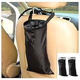 GLSOWEE 2PCS Car Trash Bag, Auto Portable Trash Can Universal Hanging Car Garbage Bag, Waterproof Garbage Can with Elastic Opening, Car Organizer Auto Accessories for Car, Home, Outdoor