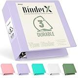 Sooez BinderX Extra Durable 3 Inch 3 Ring Binder, D-Ring Large Binders, Holds 670 Sheets of 8.5x11 Paper, Customizable View Cover with 2 Inside Pockets, School & Office Supplies, Lavender