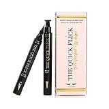 The Quick Flick Winged Eyeliner Stamp – Waterproof & Smudge Proof Vegan Cat Eye Stamp Eyeliner – 3mm Thick Winged Stamp & 8mm Petite Felt-Tip Liquid Hypoallergenic Eyeliner Pen (Intense Black-2 Pen)