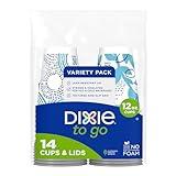 Dixie To Go Paper Coffee Cups With Lids, 12 oz, 14 ct, Disposable Insulated Paper Cups for On-The-Go Hot or Cold Beverages
