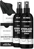 EVEO Eyeglass Cleaner Spray - Glasses Cleaner No Streaks Technology & Microfiber Cleaning Cloth - Glasses Cleaning Kit, Eye Glass Cleaners Spray Lens Cleaner - Screen & Eye Glasses Kit - 2 Pack