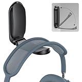 OMOTON Headphone Stand for Desk, Foldable Sticky Headset Stand Holder, Headphone Holder Hook Mount with Non-Slip Silicone, PC Gaming Accessories for Airpods Max, All Earphones- Black
