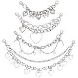 PH PandaHall 4 Styles Shoe Charms Chain, Heart Shoe Chain Layered Star Curb Shoe Chain Shoelace Platinum Boot Chain Double Chains DIY Punk Shoe Accessories Decoration for Sneakers Bag Clothes