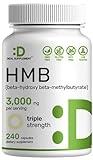 Ultra Strength HMB Supplements 3,000mg Per Serving, 240 Capsules | Third Party Tested | Supports Muscle Growth, Retention & Lean Muscle Mass | Fast Workout Recovery