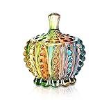 Joeyan 6 oz Colorful Embossed Glass Jars with Lid - Crystal Glass Candy Dishes - Iridescent Candy Jars Jewelry Box for Wedding, Party, Buffet Decorative