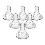 Dr. Brown’s Natural Flow Level 2 Narrow Baby Bottle Silicone Nipple, Medium Flow, 3m+, 100% Silicone Bottle Nipple, 6 Count