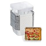 FUIIKEEM Small Aluminum Pans with Lids -(5"×4"×1.8") 1 LB Capacity Tin Foil Food Containers with Lids - 40 Pans and 40 Lids - for Cooking, Baking, Meal Prep