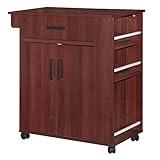 Better Home Products Carell Furniture Rolling Kitchen Cart with Storage Cabinet - Mahogany