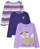 The Children's Place baby girls The Children's Place and Toddler Long Sleeve Fashion Top Multipacks Shirt, Iris Pop, 2T US