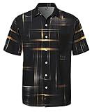 Hardaddy Men's Hawaiian Shirt Short Sleeves Printed Button Down Summer Beach Casual Shirts Black XL