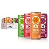 IZZE Sparkling Juice Beverage Blend, Variety Pack, Blackberry, Clementine, Apple, Grapefruit, No Sugar Added, 8.4 FL OZ, 24 Cans